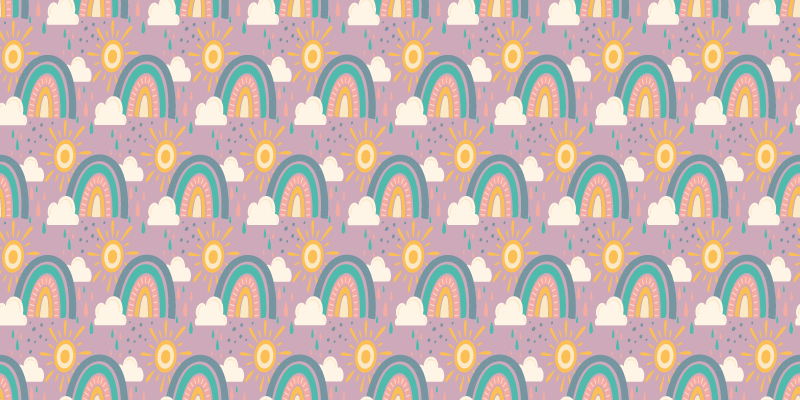 Vinylový koberec s kvetmi hravých farebných dúh - Tenstickers