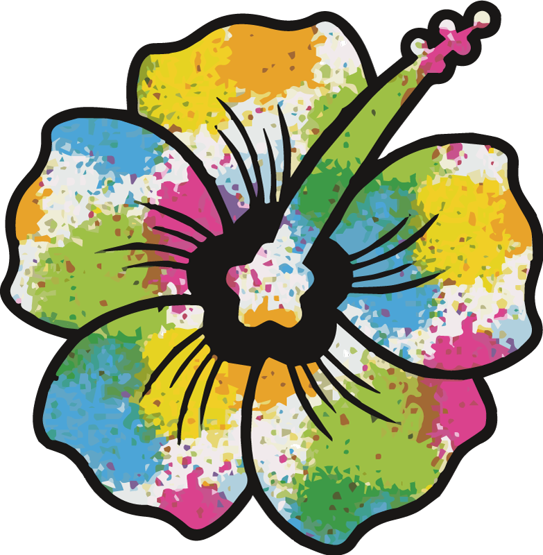 Vinylový koberec do spálne farebný hibiscus - Tenstickers