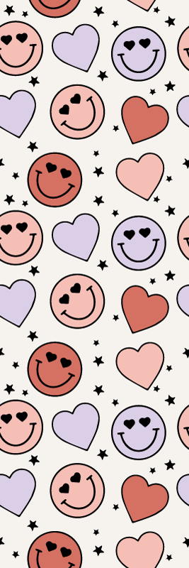 Vinylový koberec do spálne s úsmevmi a srdiečkami - Tenstickers