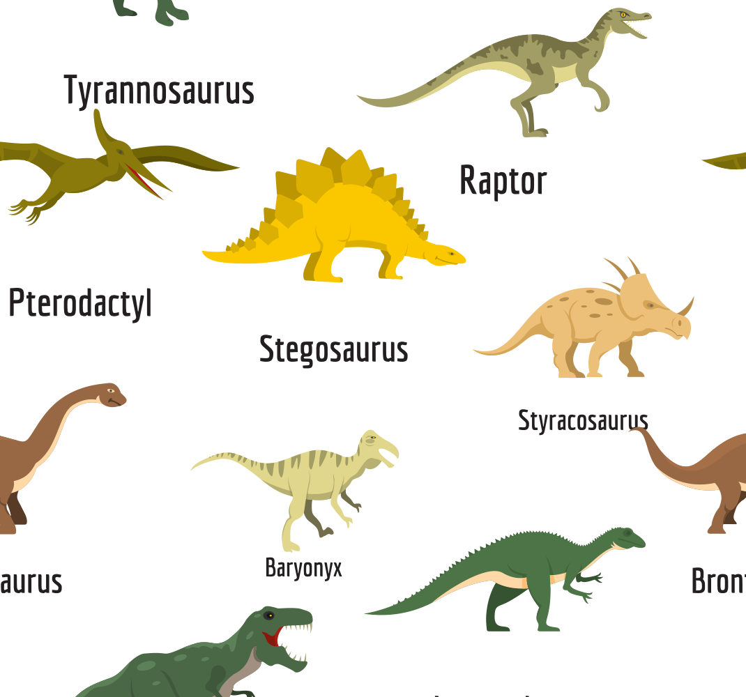 Vinylový koberec do spálne s realistickými dinosaurami - Tenstickers