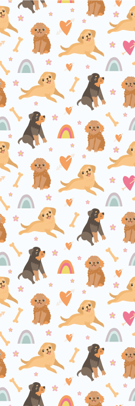 Vinylový koberec do spálne s roztomilým psom a dúhou - Tenstickers