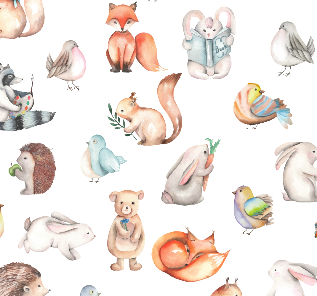 Rôzne vinylové koberce pre deti lesné zvieratká - Tenstickers