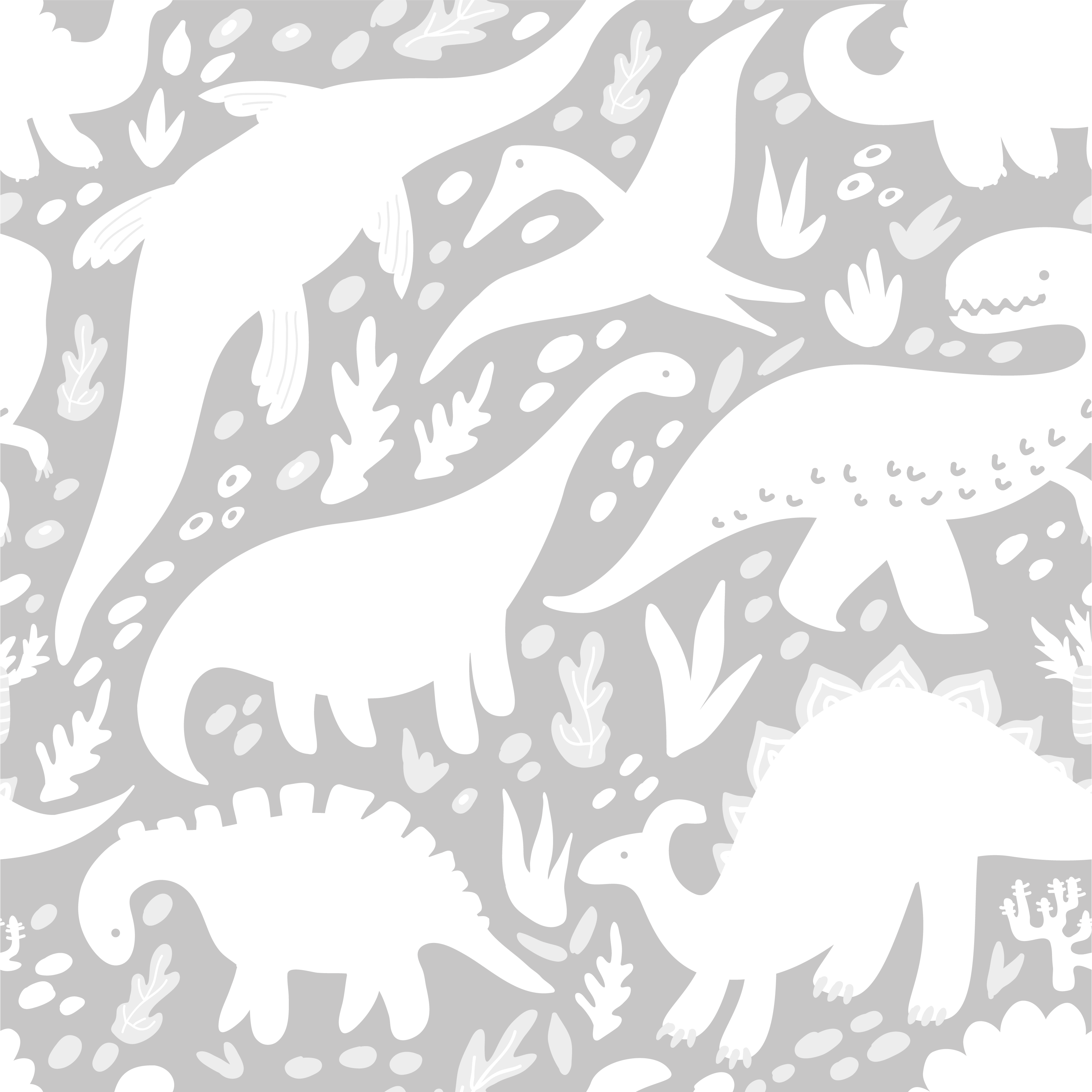 Vinylový koberec do spálne s bielym dinosaurím vzorom - Tenstickers