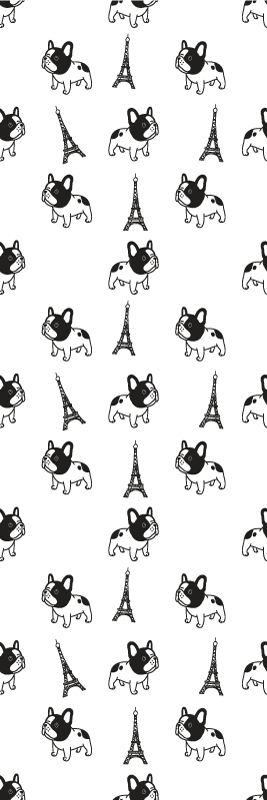 Vinylový koberec do spálne francúzsky buldoček v paríži - Tenstickers