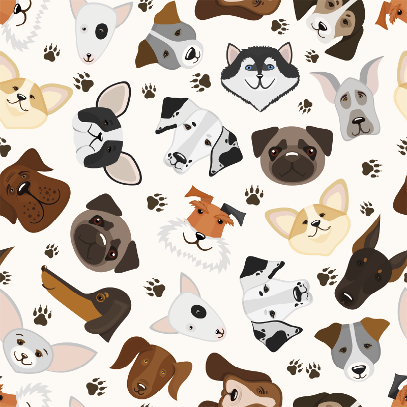Vinylový koberec do spálne s roztomilým vzorom psíkov - Tenstickers