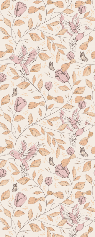 Vinylový koberec do spálne s béžovými tulipánmi - Tenstickers
