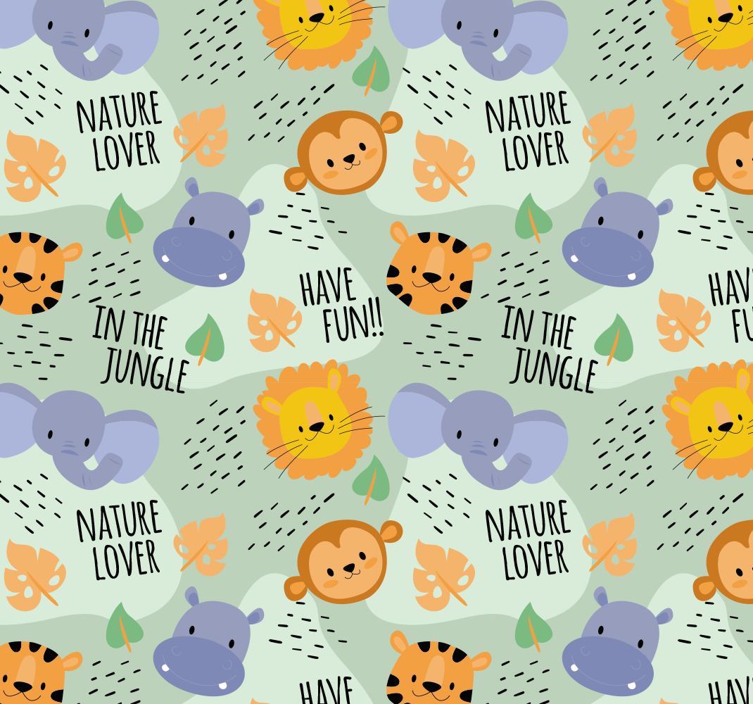 Rôzne vinylové koberce pre deti zelené jungle zvieratká - Tenstickers