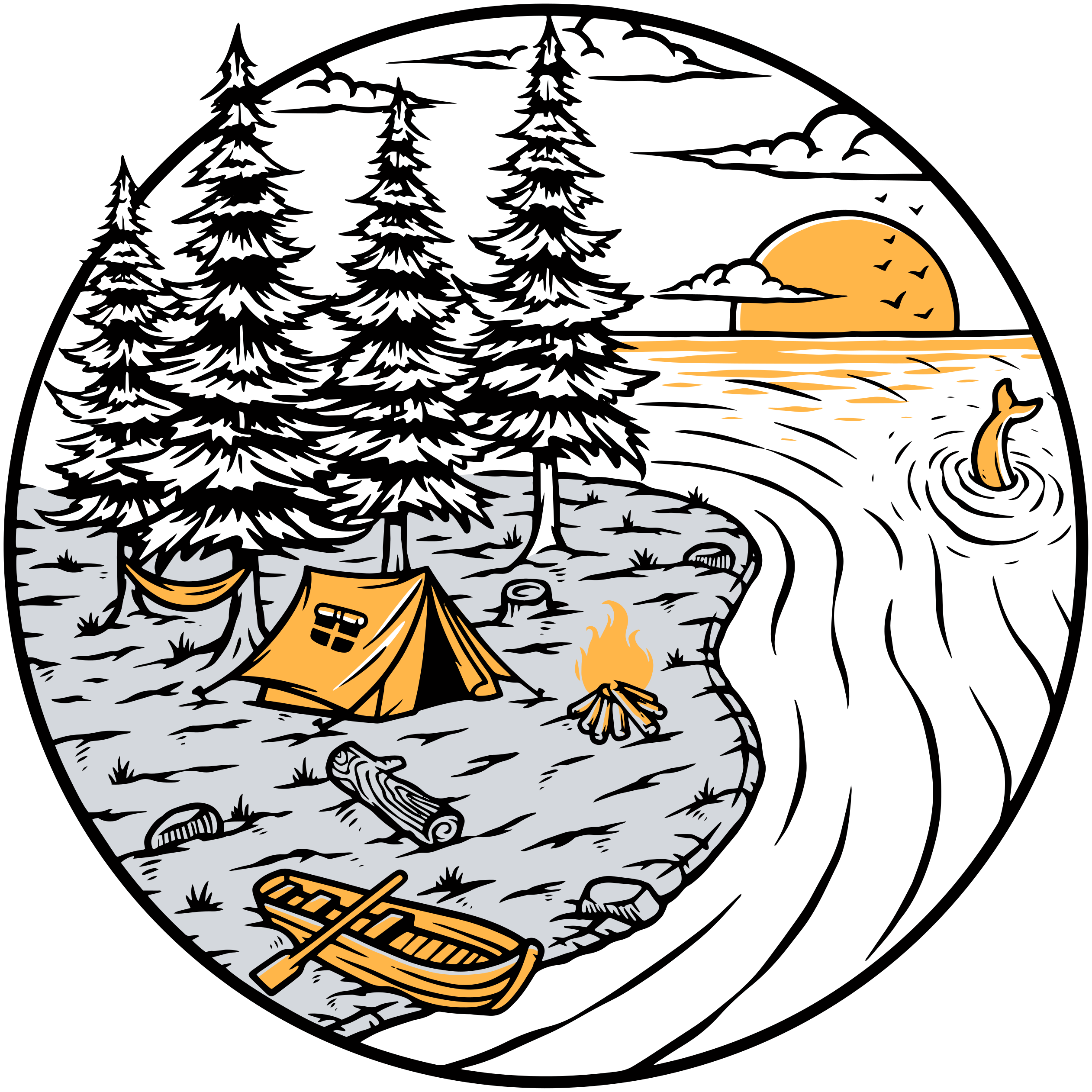 Prírodný vinylový koberec žltý motív karavanu - Tenstickers