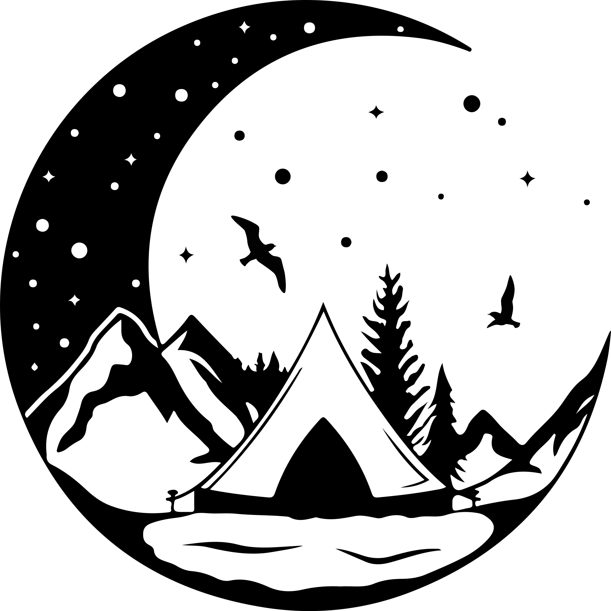 Prírodný vinylový koberec hory a mesačná noc - Tenstickers