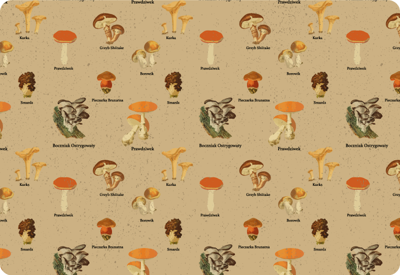 Prírodný vinylový koberec vintage hubové typy - Tenstickers