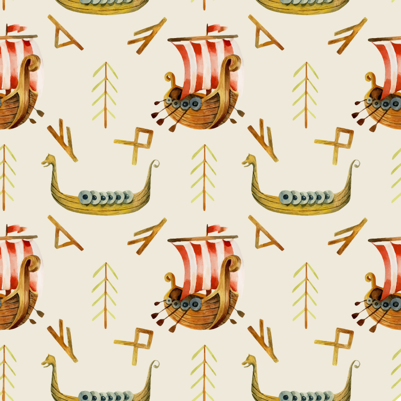 Prírodný vinylový koberec s vikingským vzorom - Tenstickers
