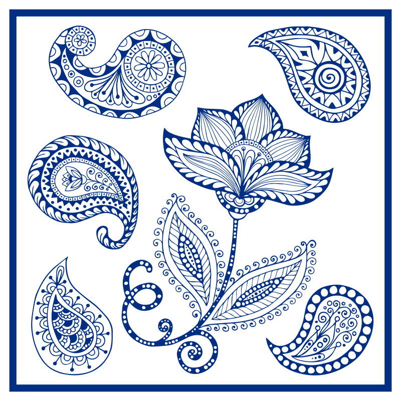 Prírodný vinylový koberec botanický paisley element - Tenstickers