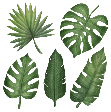 Vinylový koberec s kvetmi veľké zelené listy - Tenstickers