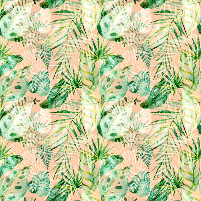 Vinylový koberec s kvetmi v ružovom dizajne listov - Tenstickers