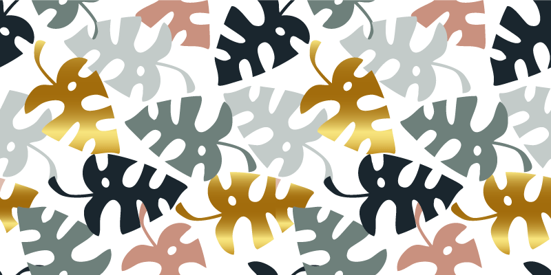 Vinylový koberec s kvetmi zlatými a viacfarebnými listami - Tenstickers