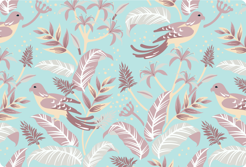 Vinylový koberec s kvetmi modro-ružový vzor - Tenstickers