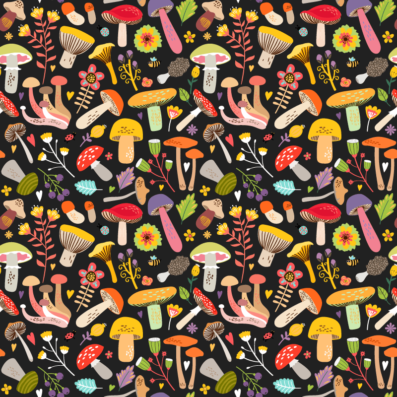 Vinylový koberec s kvetmi jesenný vzor húb - Tenstickers