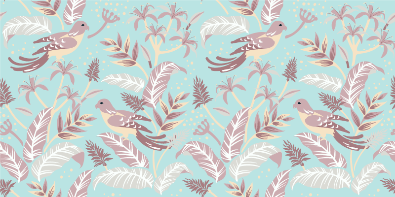 Vinylový koberec s kvetmi modro-ružový vzor - Tenstickers