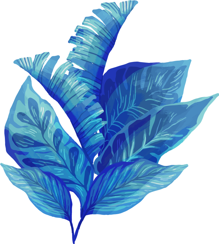 Vinylový koberec s kvetmi modré lístky v aranžmáne - Tenstickers