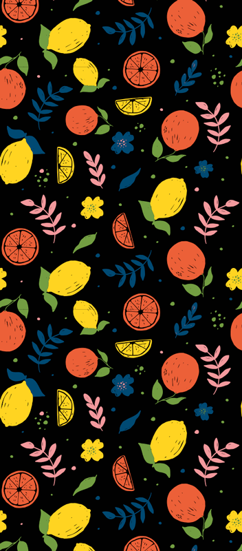 Vinylový koberec do spálne citrónové plody s listami - Tenstickers