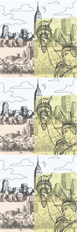 Vinylový koberec do spálne v retro nyc koláži - Tenstickers