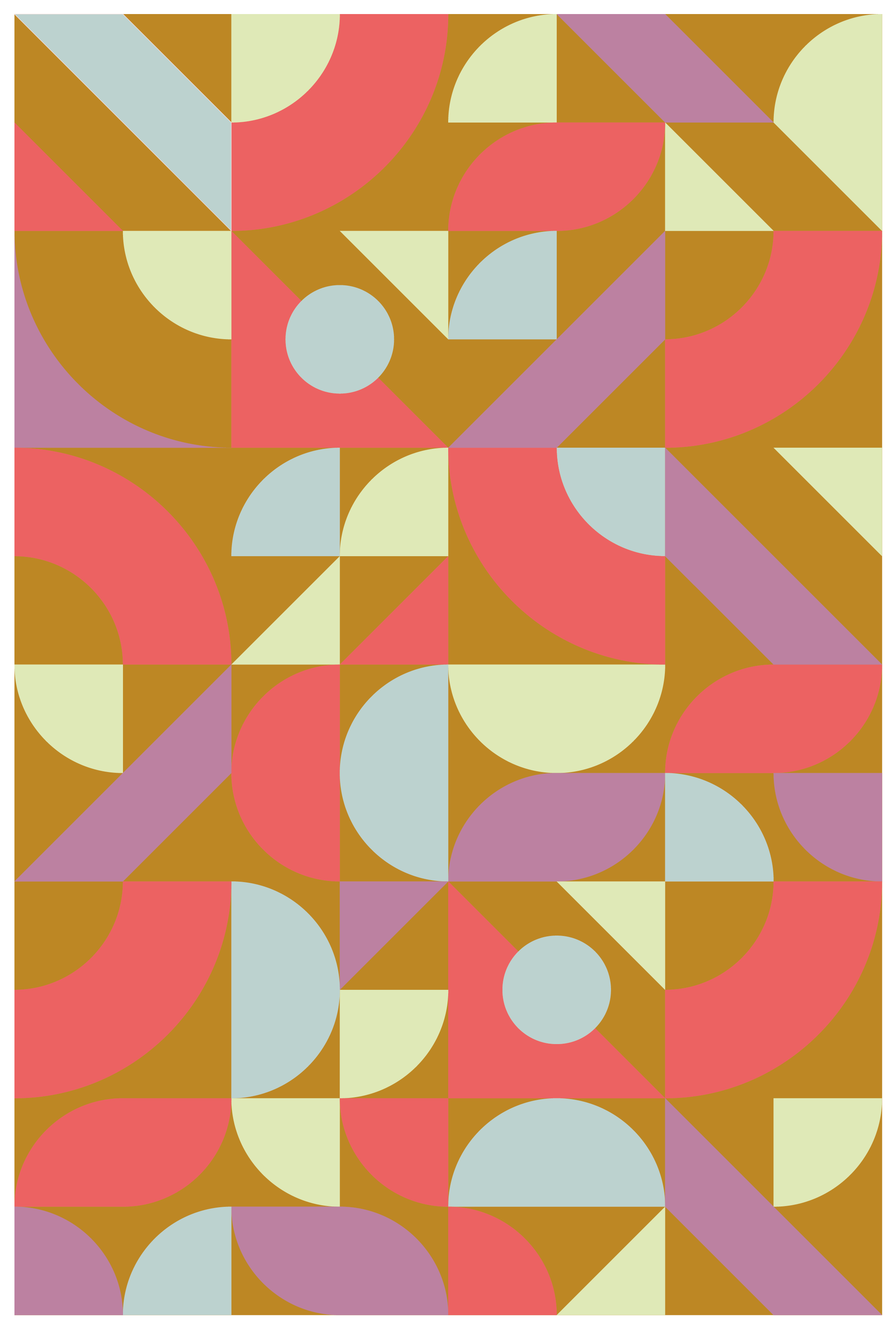 Vinylový koberec s geometrickými tvarmi v retro farbách - Tenstickers