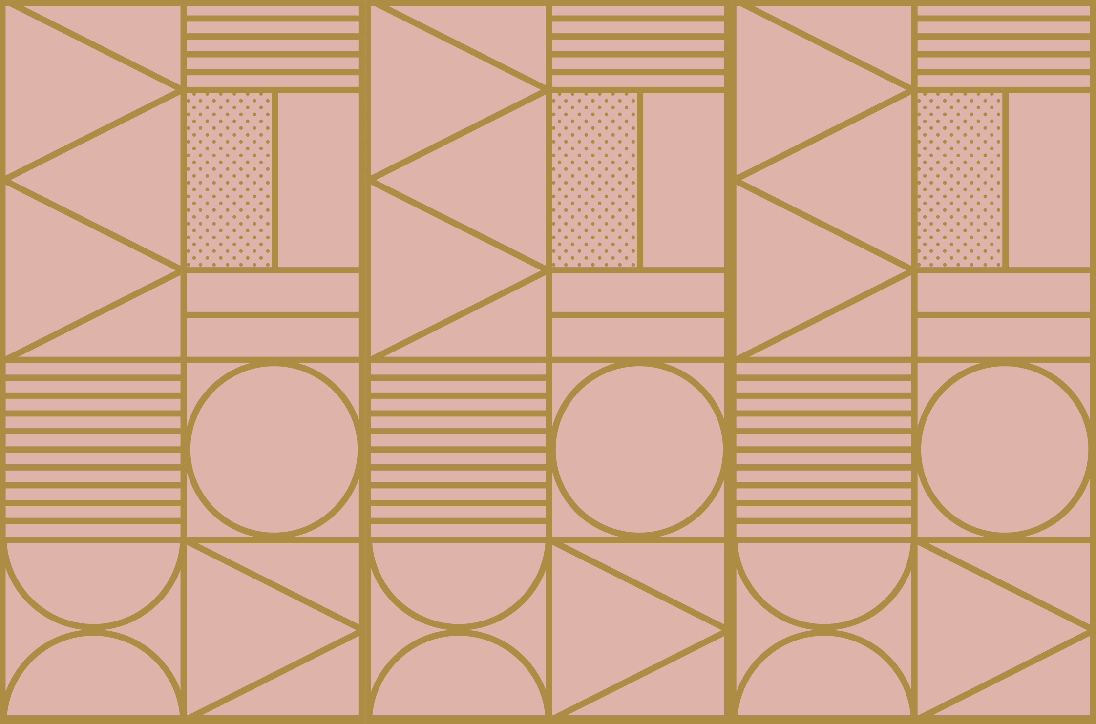 Vinylový koberec s geometrickými tvarmi v zlatej a ružovej - Tenstickers
