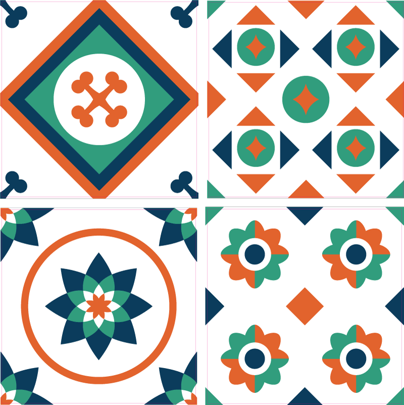 Vinylový koberec s geometrickými tvarmi dlažba - Tenstickers