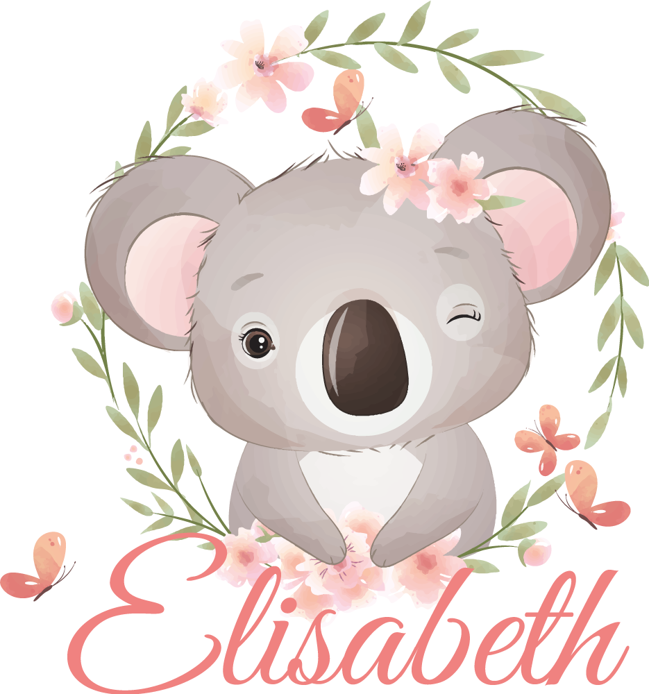 Detský vinylový koberec roztomilé zvieratká koala s menom - Tenstickers