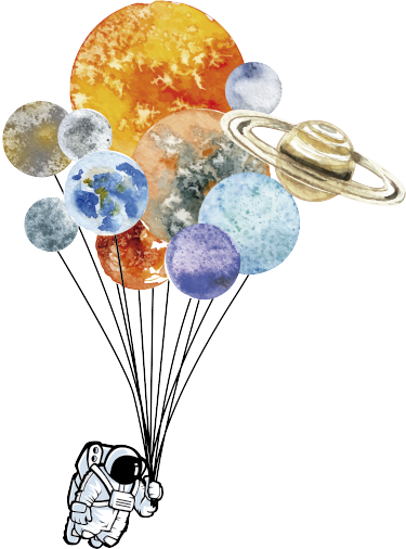 Detský vinylový koberec astronaut s farebnými balónmi - Tenstickers
