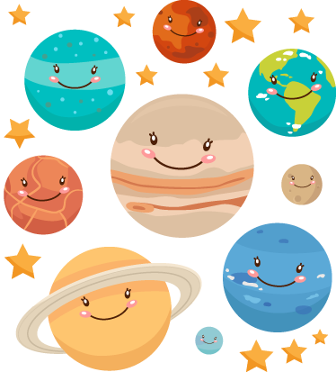 Detský vinylový koberec nálepky planét slnečnej sústavy - Tenstickers