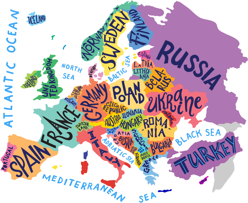 Detský vinylový koberec mapa európy pre deti - Tenstickers