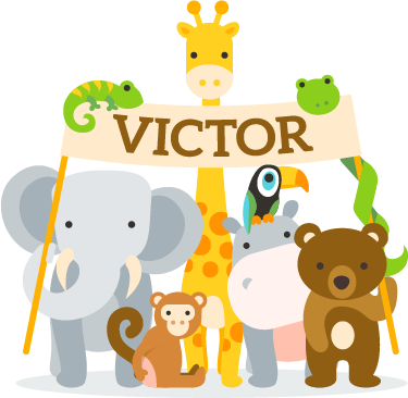 Detský vinylový koberec s menom privítacích zvierat - Tenstickers