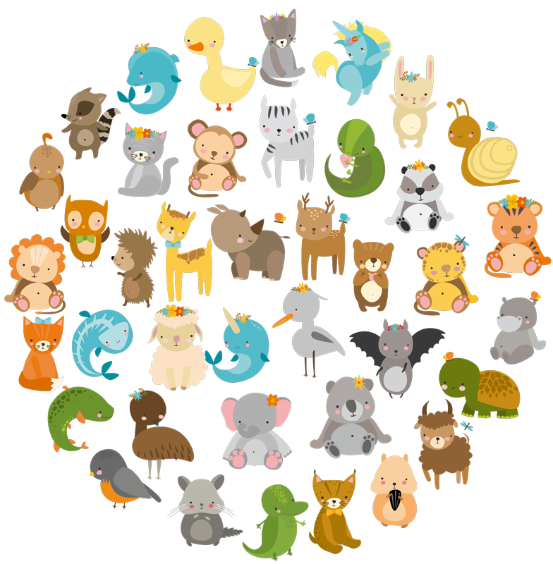 Detský vinylový koberec zvieratká zo zoo - Tenstickers