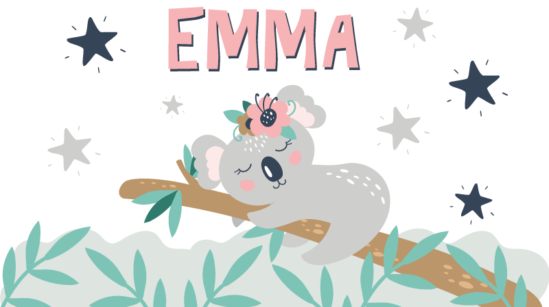 Detský vinylový koberec roztomilý koala pre dievča s menom - Tenstickers