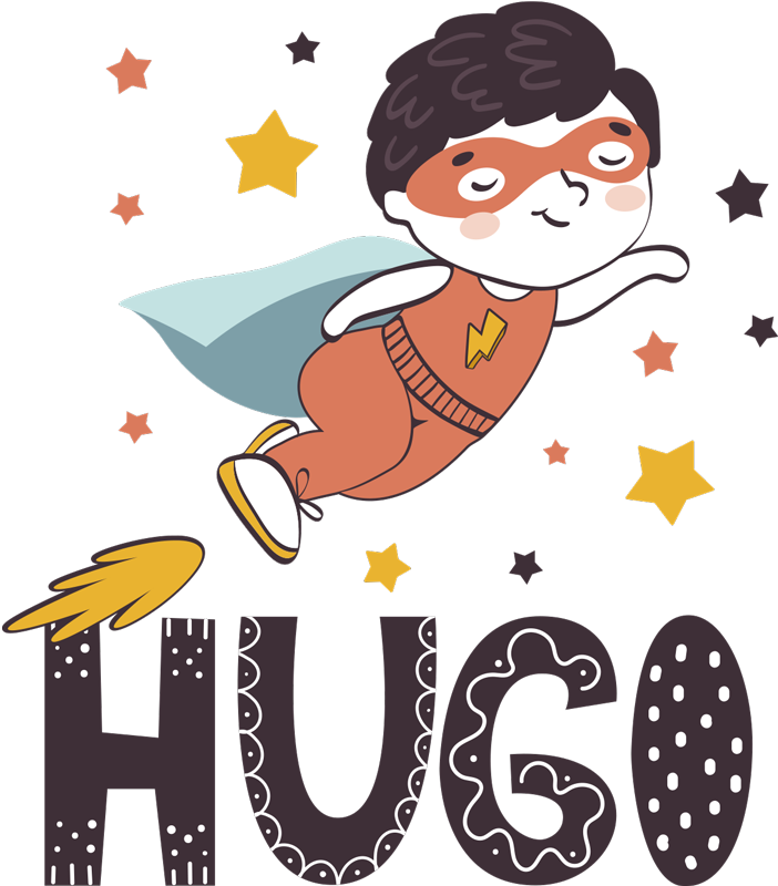 Detský vinylový koberec s prispôsobiteľným menom superhrdinu - Tenstickers