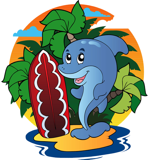 Detský vinylový koberec surfujúci delfín - Tenstickers