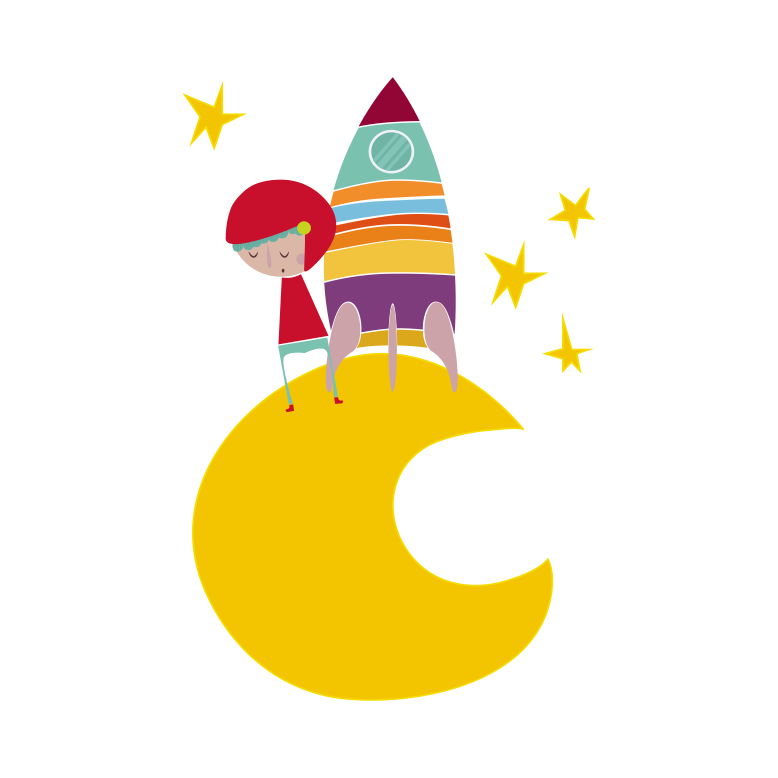 Detský vinylový koberec raketa na mesiaci - Tenstickers