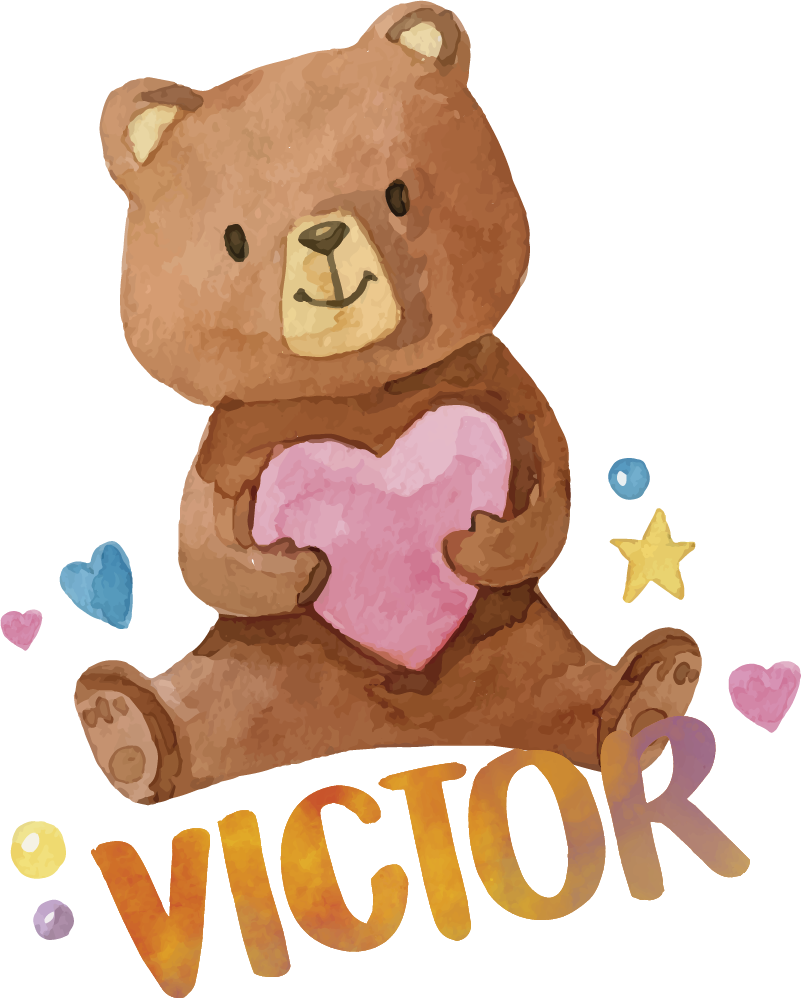 Detský vinylový koberec s plyšovým medvedíkom srdcom - Tenstickers