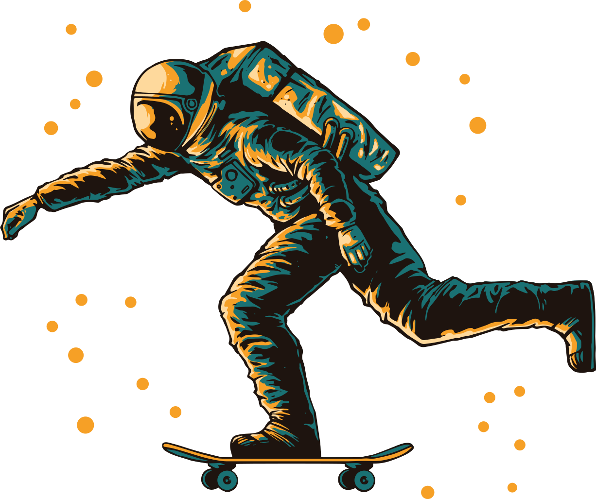 Detský vinylový koberec astronaut na skateboarde - Tenstickers