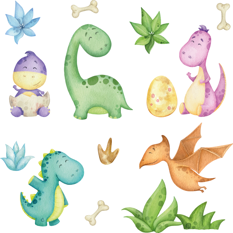 Vinylový koberec do spálne s kresleným severským dinosaurom - Tenstickers