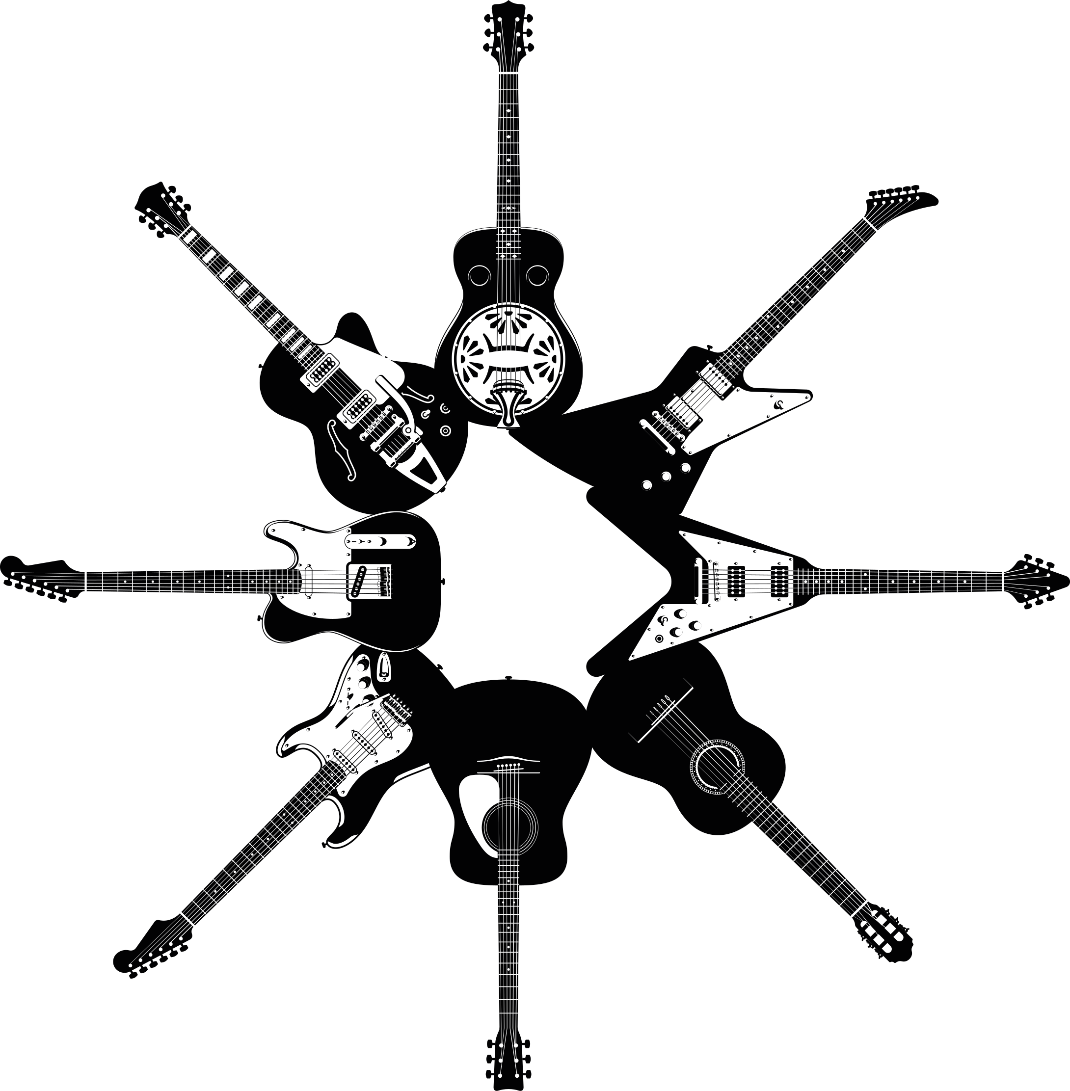 Vinylový koberec do spálne s gitarami v kruhu - Tenstickers
