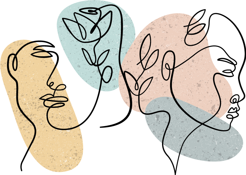 Vinylový koberec do spálne s líniovými ženskými tvárami - Tenstickers