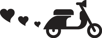 Vinylový koberec do spálne motorky a srdcia - Tenstickers
