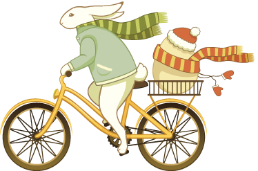 Detský vinylový koberec zajko na bicykli - Tenstickers