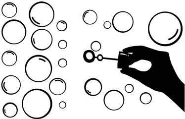 Detský vinylový hry dekoratívna silueta rúk s bublinkami - Tenstickers