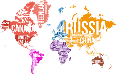 Vinylový koberec s mapou sveta názvy a hranice - Tenstickers