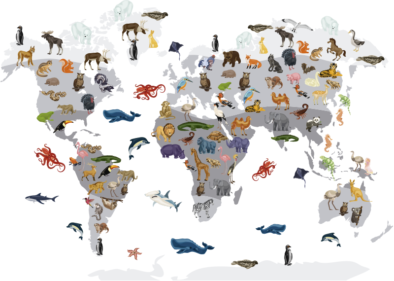 Vinylový koberec s mapou sveta v severskom štýle - Tenstickers