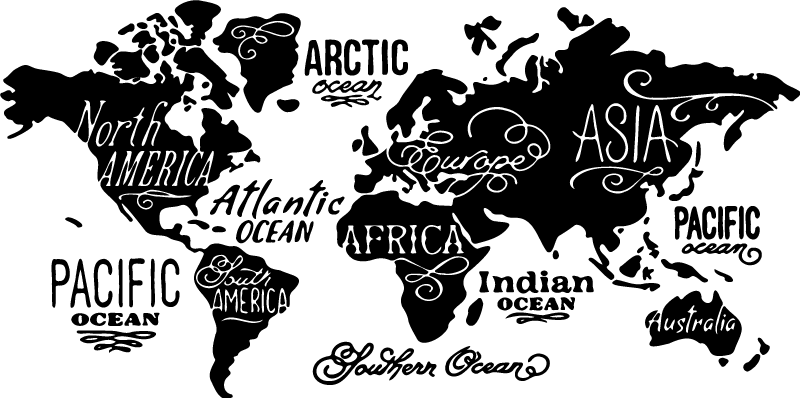 Vinylový koberec s mapou sveta s detailmi - Tenstickers
