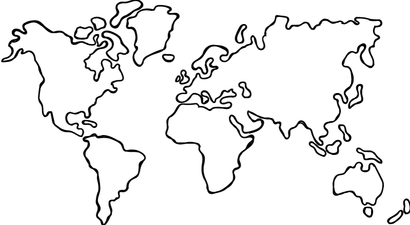 Vinylový koberec s mapou sveta politická monofarebná mapa - Tenstickers